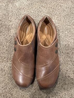 Aetrex Women's Cognac Brown Leather Slip-On Loafers